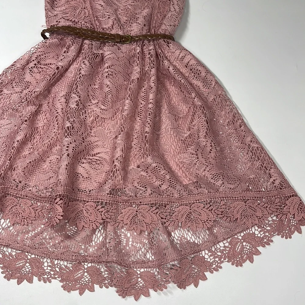 Ally B Girls Lace Hi Low Blush Pink Sleeveless Dress Size 8